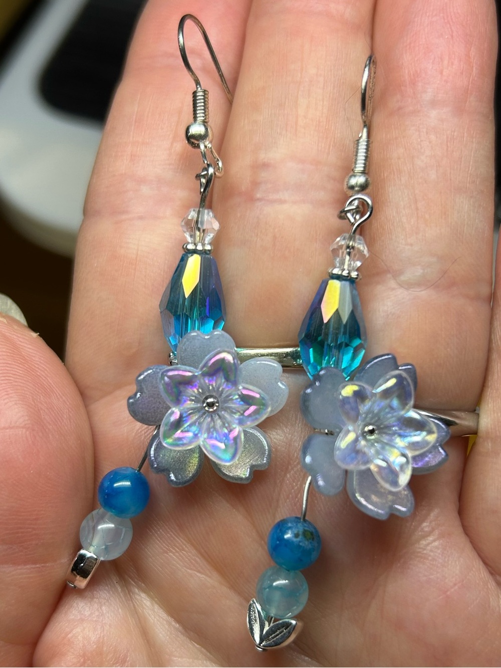 3/$25 Blue Floral Drop Earrings